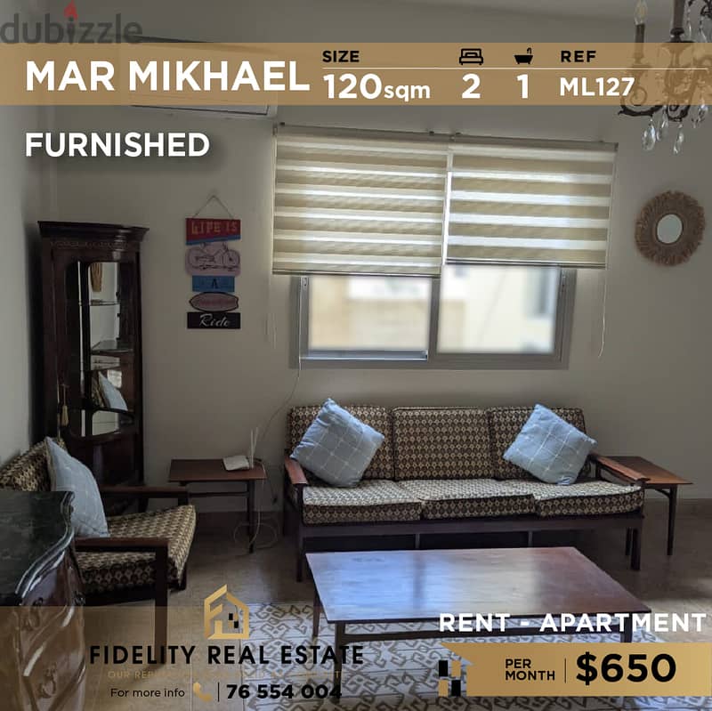 Apartment for rent in Mar Mikhael ML127 شقة للإيجار في مار مخايل 0