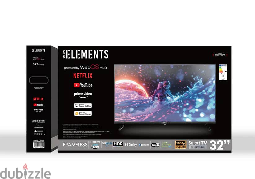 KB Elements 32″ Inch Qled TV UHD 4K Smart | تلفزيون 32 إنش كفالة سنتين 10