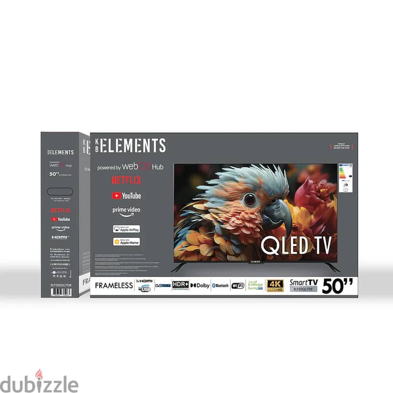 KB Elements 50″ Inch Qled TV UHD 4K Smart | تلفزيون 50 إنش كفالة سنتين 9