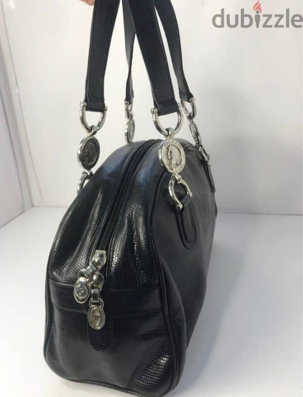 Pollini Italy real leather black hand purse 1