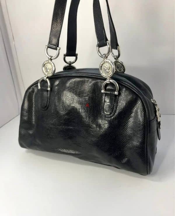 Pollini Italy real leather black hand purse 2