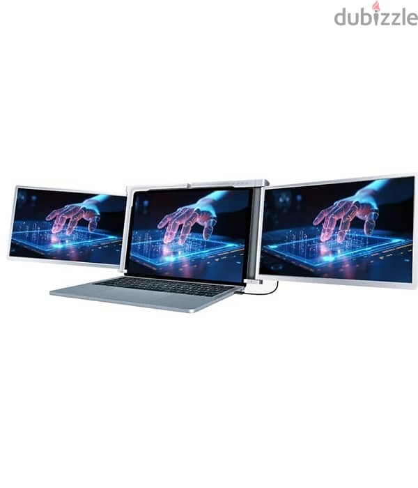 Powerology 13.3" Dual Screen Portable Monitor - Silver 1