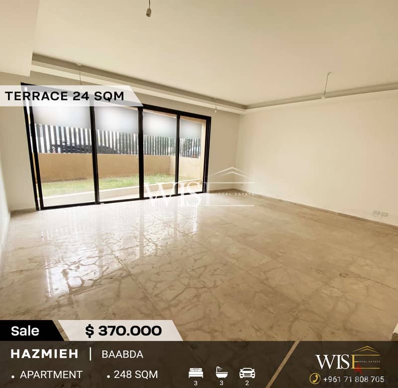 248 SQM Apartment with terrace for SALE in Hazmieh-Baabda ! 0