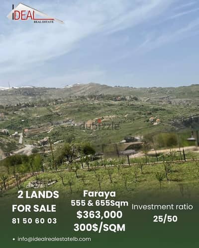 2 Lands 555 and 655SQM for sale in faraya REF#RM1000