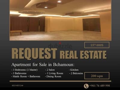 Apartment 200 sqm for Sale in Bchamoun | شقة ٢٠٠ متر للبيع في بشامون