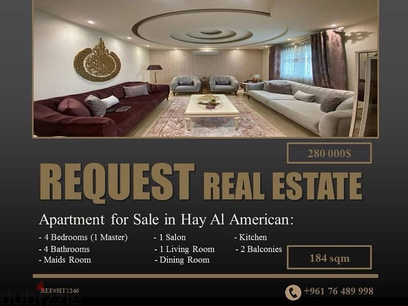 Apartment for Sale in Hay El American | شقة للبيع في حي الاميركان 0