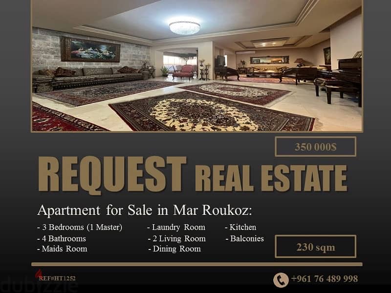 Apartment 230 sqm for Sale in Mar Roukoz | شقة للبيع في مار روكز 0