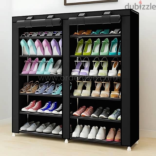 Double Shoe Rack – Space-Saving 34-Pair Organizer w/ Cover 2