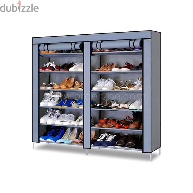 Double Shoe Rack – Space-Saving 34-Pair Organizer w/ Cover 9