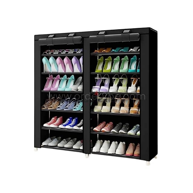 Double Shoe Rack – Space-Saving 34-Pair Organizer w/ Cover 10