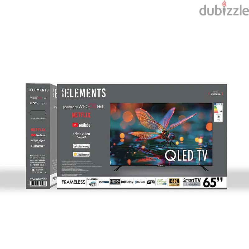 KB Elements 65″ Inch Qled TV UHD 4K Smart | تلفزيون 65 إنش كفالة سنتين 9