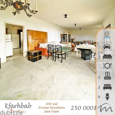 Kfarehbab | 834$/m² | 300m² | Panoramic Sea View | Classy Neighborhood