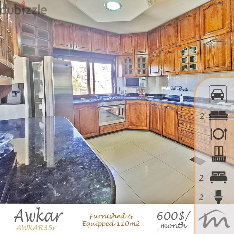 Awkar | Furnished/Equipped 110m² Apartment | 2 Bedrooms | 2 Parking 0