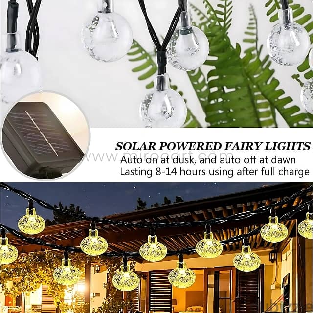 Outdoor Solar String Lights – 50 Warm Bulbs, Weatherproof, 5m 7