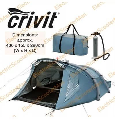 Crivit Camping 4 Person Durable Outer Inflatable Tent With Pump