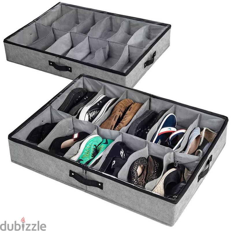 Under Bed Shoe Storage Organizer – Fit 12 Pairs of Shoes – Sturdy Box 2