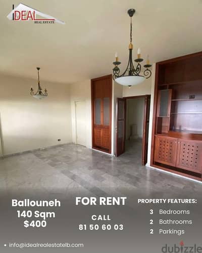 140 SQM Semi-Furnished Apartment for rent in Ballouneh REF#KZ367