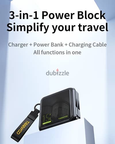 Super Fast Power Bank With Built-in Cable – 22.5W – 15000mAh