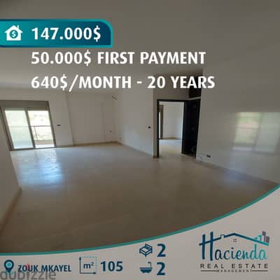 50.000$ First Payment Apartment For Sale In Zouk Mkayel