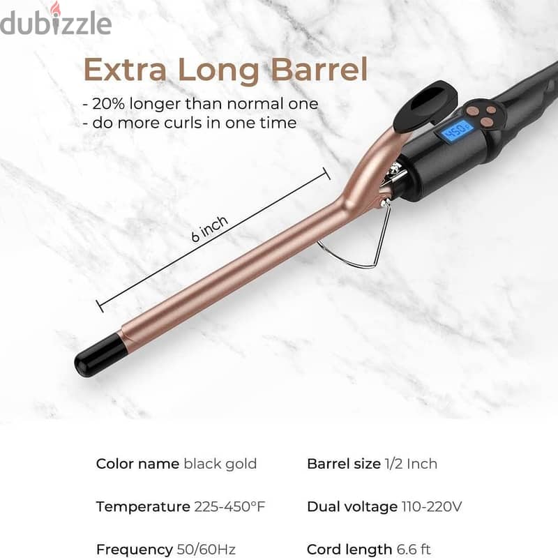 Small Curling Iron, 1/2 Inch Long Barrel for Short Hair, Ceramic 2