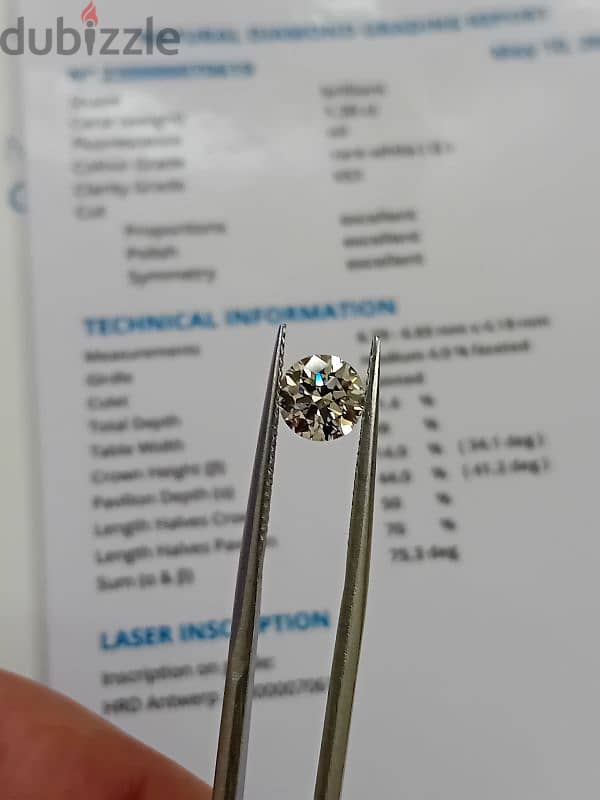 certified hrd diamond 1.20 ct G vs1 2