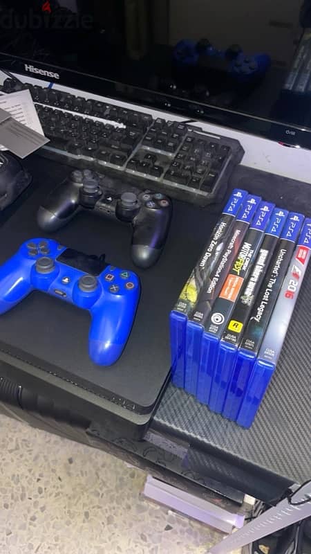 ps4 slim & 6 games & 2 joysticks 4