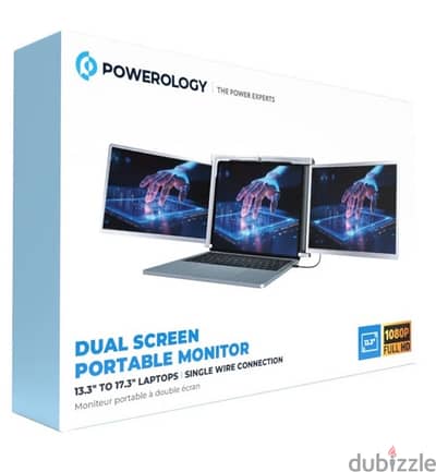 Powerology 13.3" Dual Screen Portable Monitor - Silver