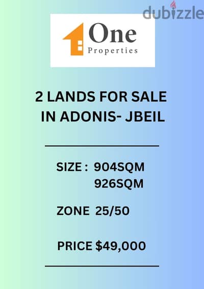 TWO LANDS FOR SALE IN ADONIS JBEIL