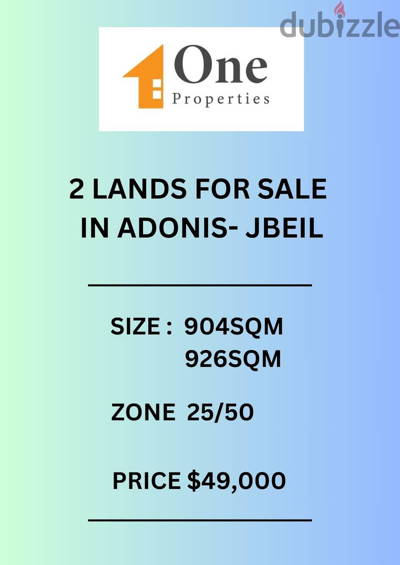 TWO LANDS FOR SALE IN ADONIS JBEIL 0