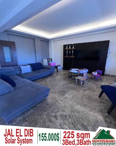 225 sqm apartment for sale in Jal el dib with solar system!!