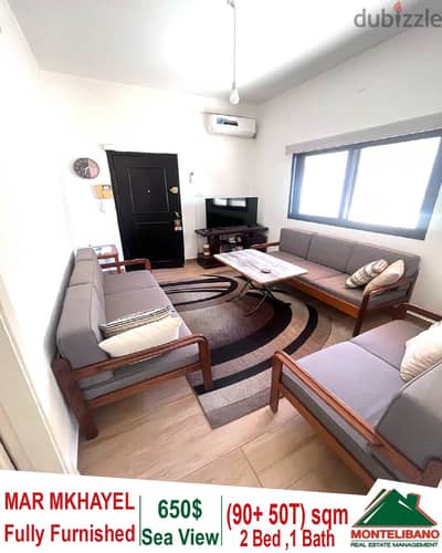 Fully Furnished 90 sqm apartment for rent in Mar Mkhayel with Sea view