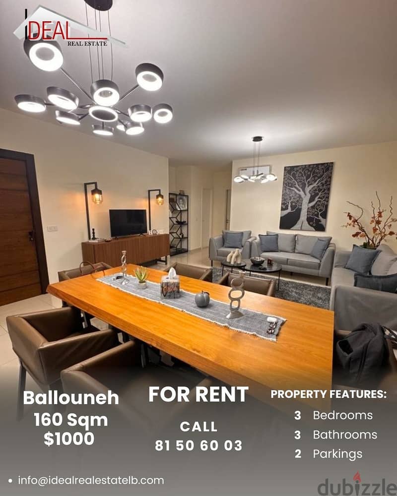 160 SQM Fully Furnished  Apartment for  rent in Ballouneh REF#KZ370 0