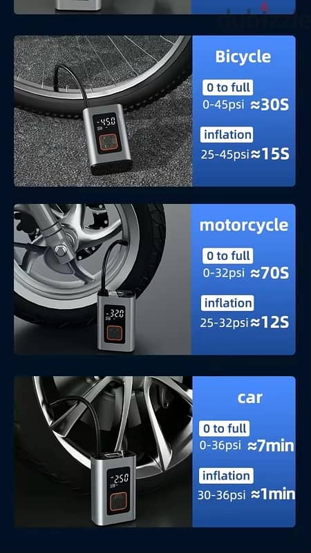 Tire Inflator Portable Air Compressor Electric Air Pump For Car 3