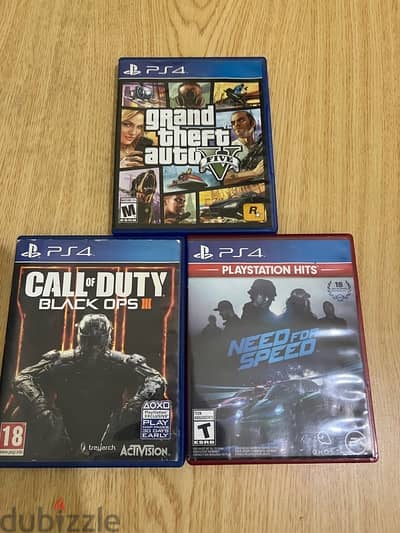 Gta 5, Need for speed ghost, call of duty black ops 3