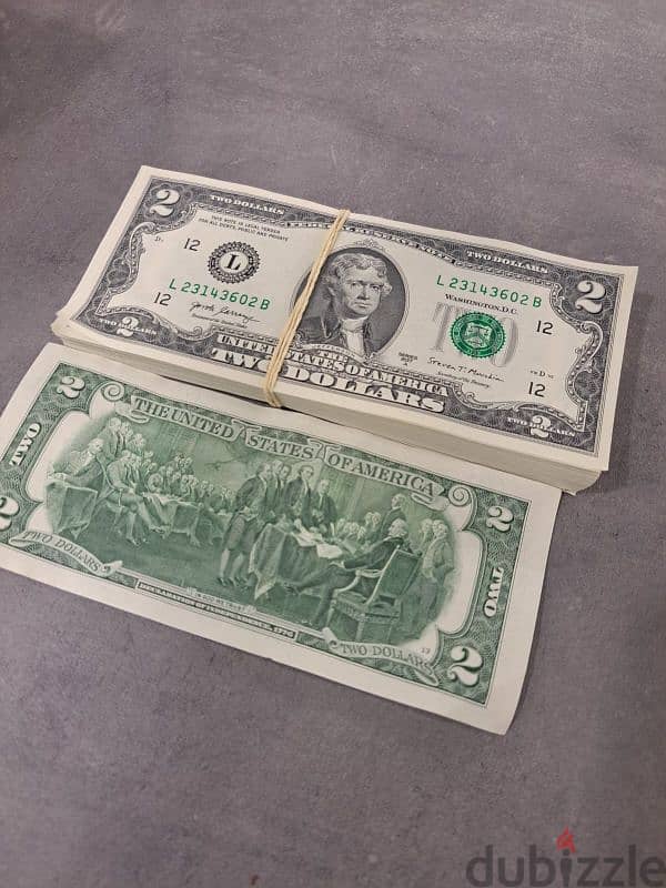 2$ bills 1