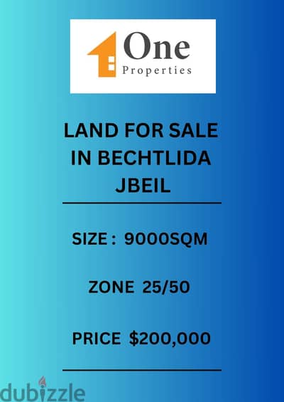 LAND FOR SALE IN BECHTLIDA- JBEIL