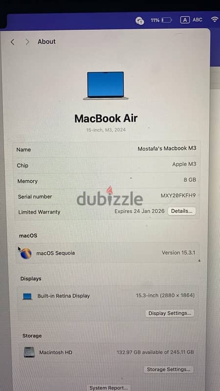 MacBook Air m3 4