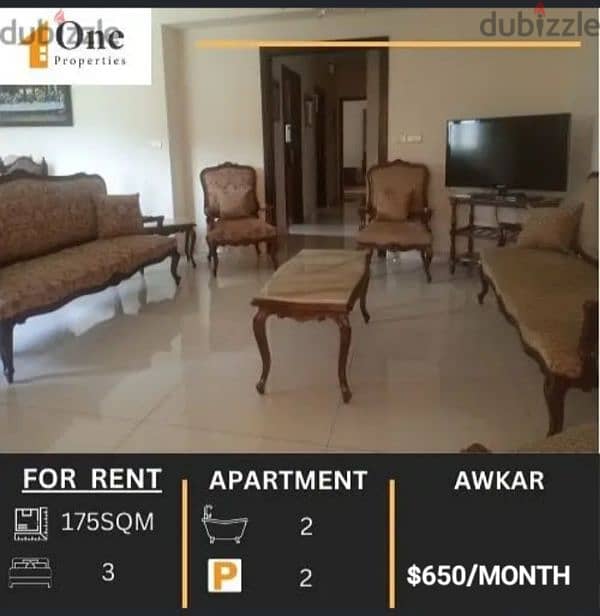 FURNISHED APARTMENT FOR RENT IN AWKAR 0