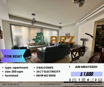 200 SQMAPARTMENT FORR RENT IN AIN AL MREISSEH