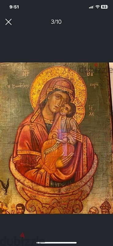 antique beautifull rare greeck icon source of life 2