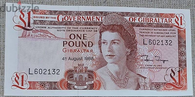 Gibraltar one pound Banknote عملة ورقية  جبل طارق  بالبحر المتوسط 0