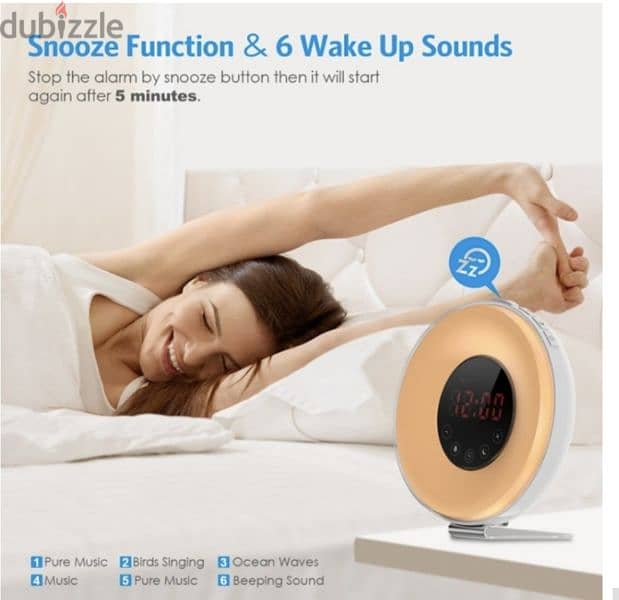 Simulated Sunrise & Sunset Sleep Light Alarm Clock+Radio/3$ delivery 3