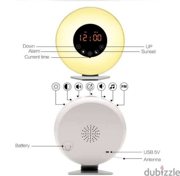 Simulated Sunrise & Sunset Sleep Light Alarm Clock+Radio/3$ delivery 4