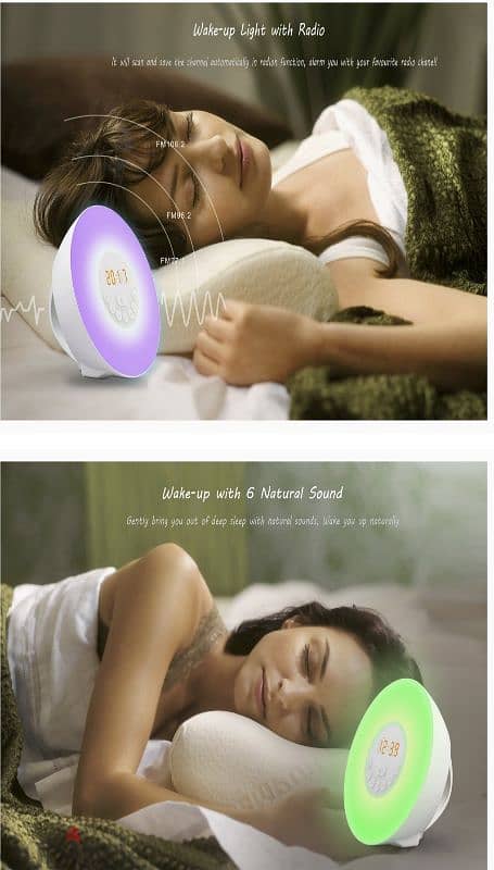 Wakeup Light Alarm& Nature Sounds, Radio, 7 Colour-Changing/3$delivery 3