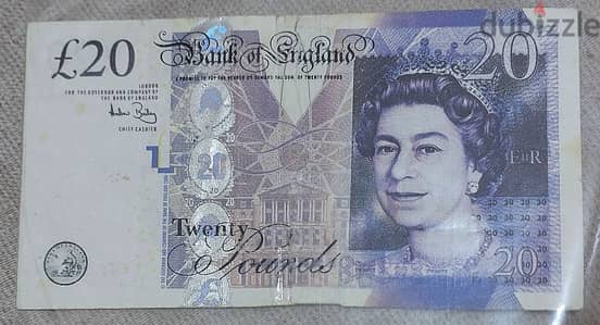 Twenty  English Pounds banknote Memorial for the Queen Elizabath II