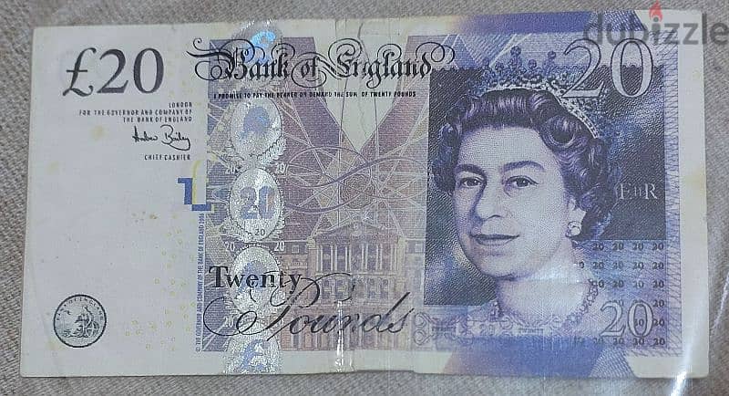 Twenty  English Pounds banknote Memorial for the Queen Elizabath II 0