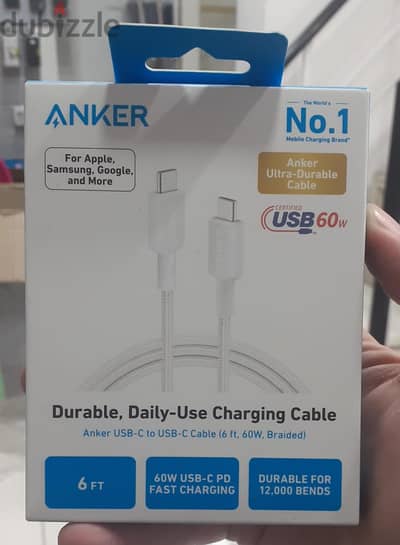 Anker Usb-c To Usb-c Cable (6ft ,60w , braided)