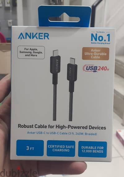 Anker Usb-c To Usb-c Cable (3ft ,240w, braided) 12,000 bends Exclusive