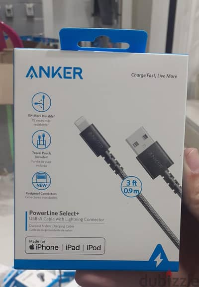 Anker powerline select+ usb-a to lightning cable 3ft