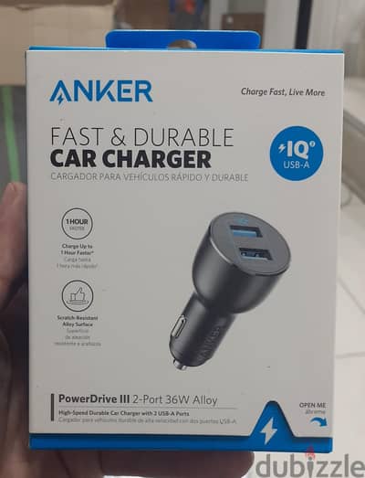 Anker powerdrive III 2-port  36w alloy car charger